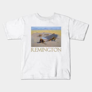 Fight for the Waterhole by Frederic Remington Kids T-Shirt